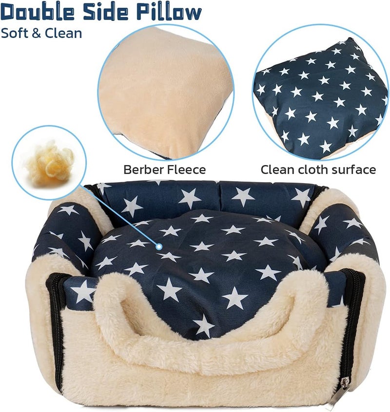 Pet Soft Guinea Pig & Rabbit Cozy Hideout House - Small Animal Bed for Guinea Pigs, Rabbits, Hamsters, Rats & Chinchillas Cave Bed (Stars) - Image 5